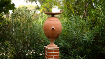 Kirithra terracotta jar, detail of a piece for a remarkable garden in Biot
