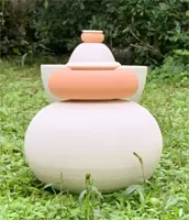 Ondes terracotta jar, sculptural piece for a landscaped garden in Biot